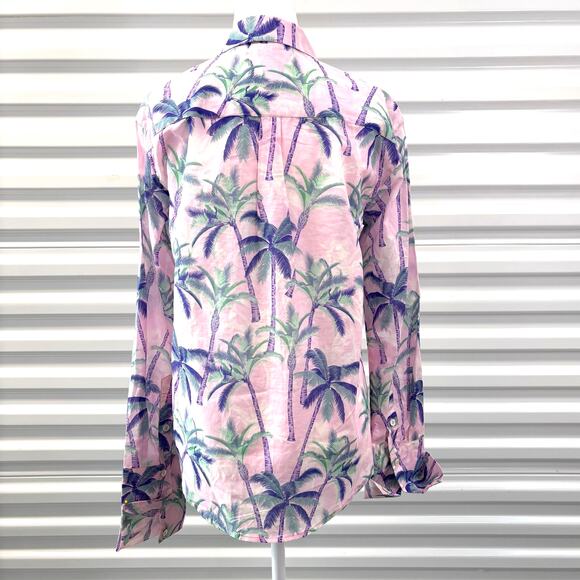 Le Superbe Future Husband Button Up Shirt, Pink Purple Palm Tree, Womens Size 4 - Picture 5 of 6